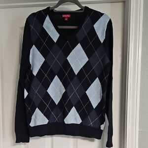 Merona V-Neck Argyle Sweater in Navy and Blue